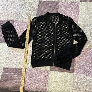 Topshop Black Mesh Bomber Jacket